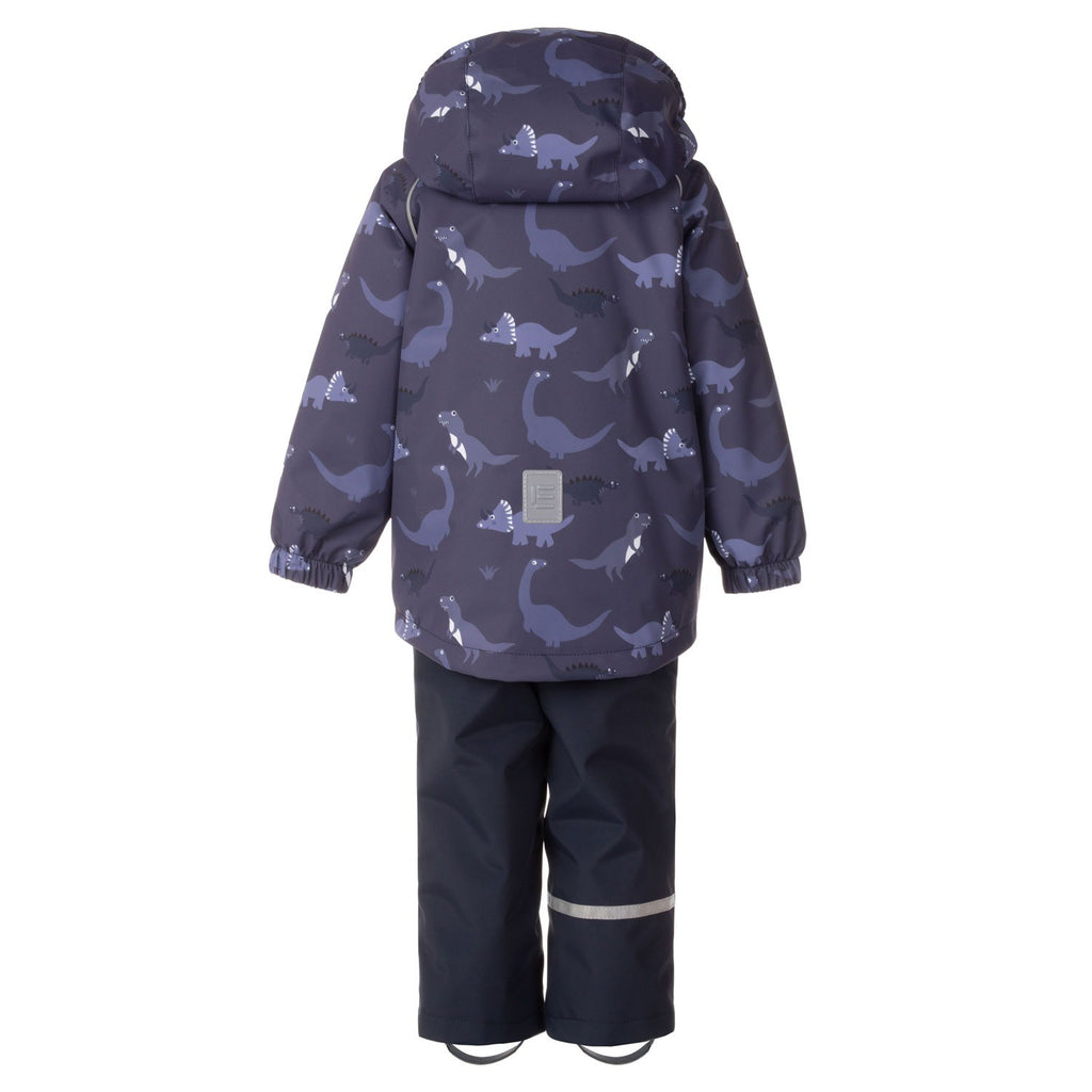 Blue Dinosaur Print Spring/Autumn Jacket and Bib Pants Set